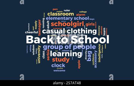 Back To School word cloud template. Back To School concept vector tagcloud background. Stock Vector