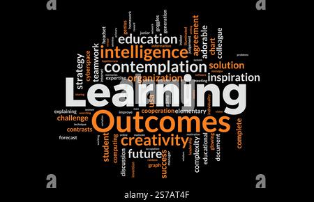 Learning Outcomes word cloud template. Learning Outcomes concept vector tagcloud background. vector illustration. Stock Vector