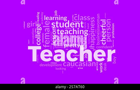 Teacher word cloud template. Teacher concept vector tagcloud background. Stock Vector