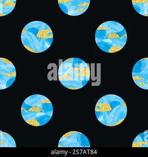 Polka dot seamless pattern. Vector background with blue watercolor circles Stock Vector