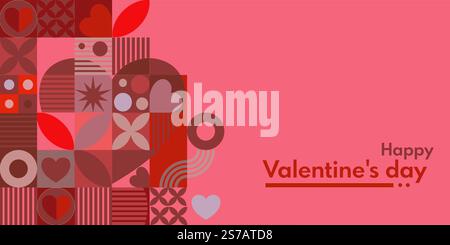 Valentines day, love, heart - bauhaus background Stock Vector