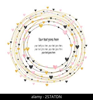 Circle hearts frame border with place for text. Valentines day card Stock Vector