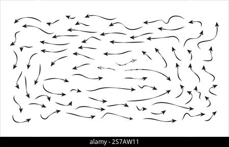 Black arrow collection vector design icon set on white background. Stock Vector