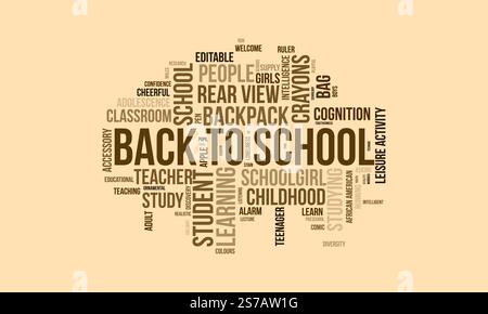 Back To School word cloud template. Back To School concept vector tagcloud background. Stock Vector