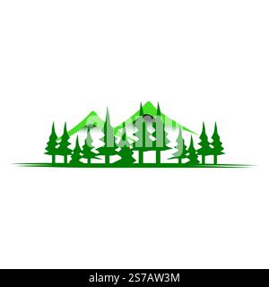 pine tree icon logo design template Stock Vector