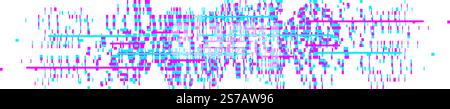 Abstract pixel sorting background with blue and magenta glitch stripes creating a distorted digital pattern, ideal for technology, cyberpunk, or data Stock Vector