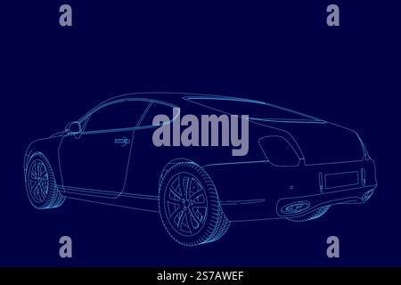Blue car outline. The car is shown in a blue color Stock Vector
