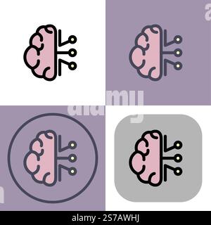Brain network symbol - artificial intelligence icon. Stock Vector