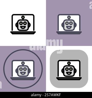 Artificial intelligence laptop symbol - artificial intelligence icon. Stock Vector