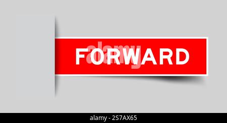 Red color square shape sticker label with word forward inserted in gray background Stock Vector