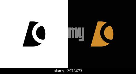A minimalist logo design featuring the DC letters in black and white contrasted with bold orange accents. Ideal for modern branding, graphic design, o Stock Vector