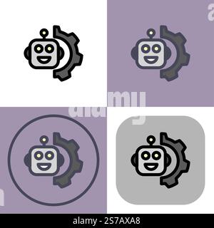 Robot settings symbol - artificial intelligence icon. Stock Vector