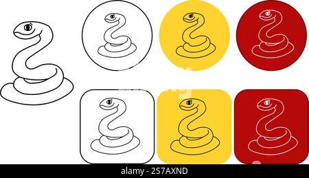 Silhouette of Snake Simple Vector Design logo, rasal viper snake graphic line Stock Vector