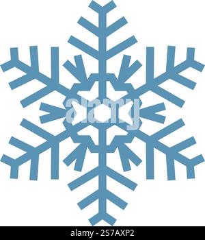 Simple light blue snowflake icon isolated on white background representing winter, christmas, cold weather and frozen water, ideal for festive project Stock Vector