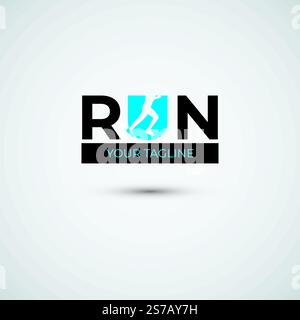 Running man logo jogging and marathon logo template design Stock Vector