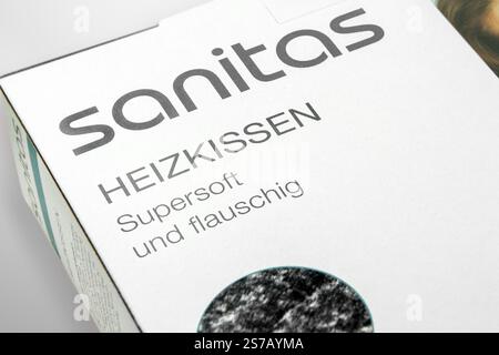 Hamburg, Germany -  November 24  2024: German Heating cushion from Sanitas Stock Photo