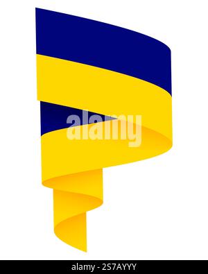 Isolated 3D Ukrainian flag sign. Spiral design in yellow and blue colors representing the flag of Ukraine. Abstract illustration isolated on white bac Stock Vector