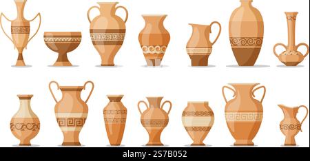 Vintage greek vases icons Stock Vector