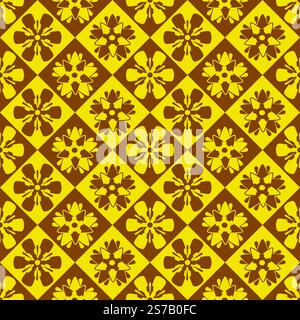 Abstract geometric pattern with flowers tiles vector illustration Stock Vector