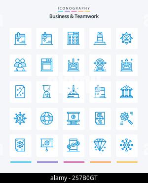 Creative Business And Teamwork 25 Blue icon pack  Such As . technology. . construction. Stock Vector