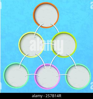 Multi-colored circles on a blue background.  Perfect for web design, presentations, as a template, layout, advertising Stock Vector