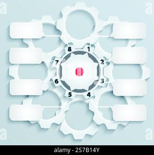 Paper mechanisms with empty tabs on light background Stock Vector