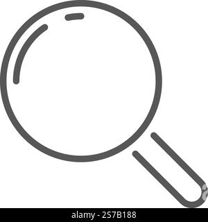 Simple gray magnifying glass icon representing searching, browsing, seeking, finding, exploring, analyzing, researching, investigating, discovery conc Stock Vector