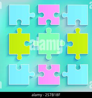 Parts of multi colored puzzles. Business concept Stock Vector