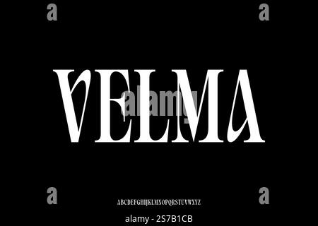 Elegant decorative condensed serif alphabet display font vector illustration Stock Vector
