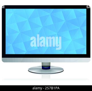 Widescreen Flat Panel Monitor with geometric pattern. Vector illustration Stock Vector