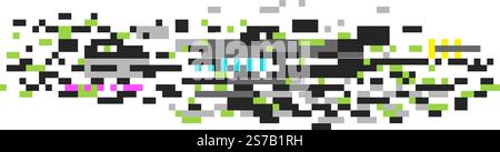 Colorful pixel sorting creating an abstract geometric digital glitch art effect, dissolving into vibrant pixels against a white background, embodying Stock Vector