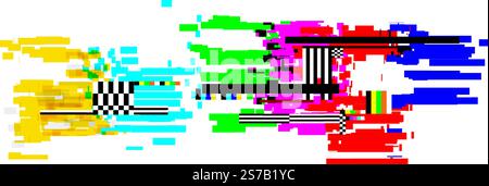 Pixel sorting effect creating an abstract composition with glitches. Distortions. And digital artifacts. Featuring vibrant colors and dynamic patterns Stock Vector
