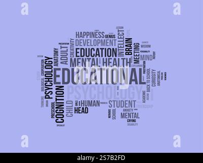 Educational Psychology word cloud template. Educational Psychology concept vector tagcloud background. Stock Vector