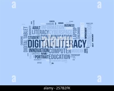 Digital Literacy word cloud template. Digital Literacy concept vector tagcloud background. Stock Vector