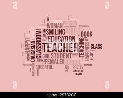 Teacher word cloud template. Teacher concept vector tagcloud background. Stock Vector