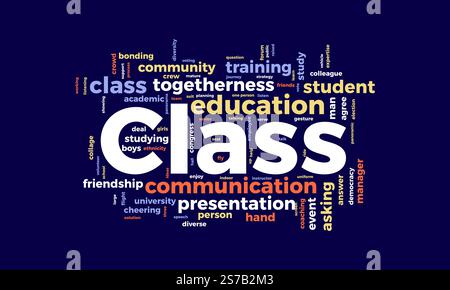 Class word cloud template. Class concept vector tagcloud background. Stock Vector