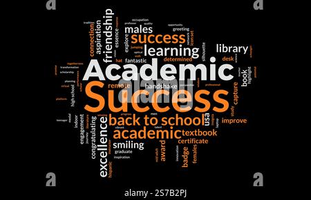 Academic Success word cloud template. Academic Success concept vector tagcloud background. Stock Vector