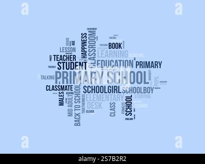 Primary School word cloud template. Primary School concept vector tagcloud background. vector illustration. Stock Vector