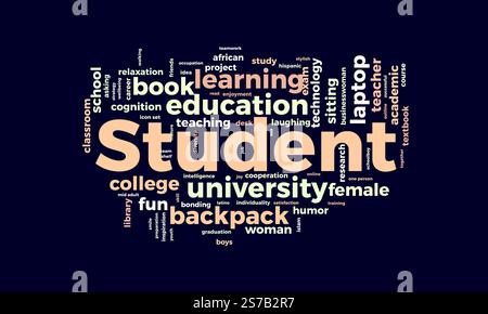 Student word cloud template. Student concept vector tagcloud background. Stock Vector