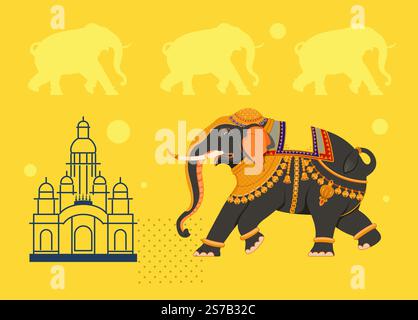 Mysore Traditional Elephant Illustration - as EPS 10 File Stock Vector