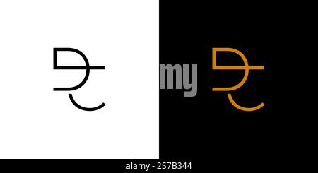 A minimalist logo design featuring the DC letters in black and white contrasted with bold orange accents. Ideal for modern branding, graphic design, o Stock Vector