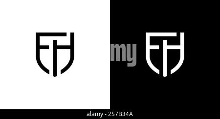 Strong and modern initial FH security logo design Stock Vector