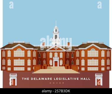 The Delaware Legislative Hall Building - Dover - Stock Illustration as EPS 10 File Stock Vector