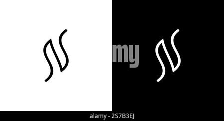 Minimalist Abstract N Line Logo Design in Black and White Contrast Stock Vector