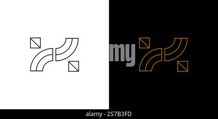 Minimalist Geometric H Logo Design with Contrasting Black and White Background Stock Vector
