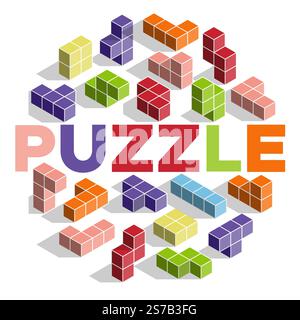 Lettering. A set of bricks. Isolated on white background. Vector illustration. Stock Vector