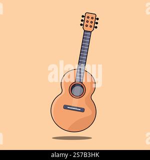 Acoustic Guitar or ukulele icon vector illustration. String musical instruments. Rock or jazz equipment. Flat cartoon style. Vector illustration Stock Vector