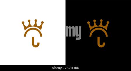 Unique and modern Umbrella King logo design Stock Vector