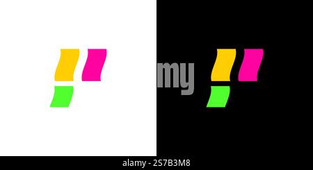 Unique P Logo Design in Color on Light and Dark Background Stock Vector