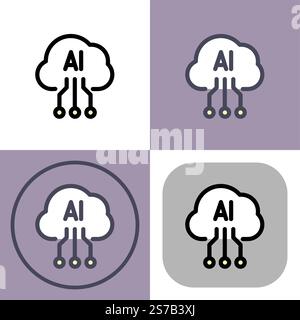 Artificial intelligence cloud symbol - artificial intelligence icon. Stock Vector
